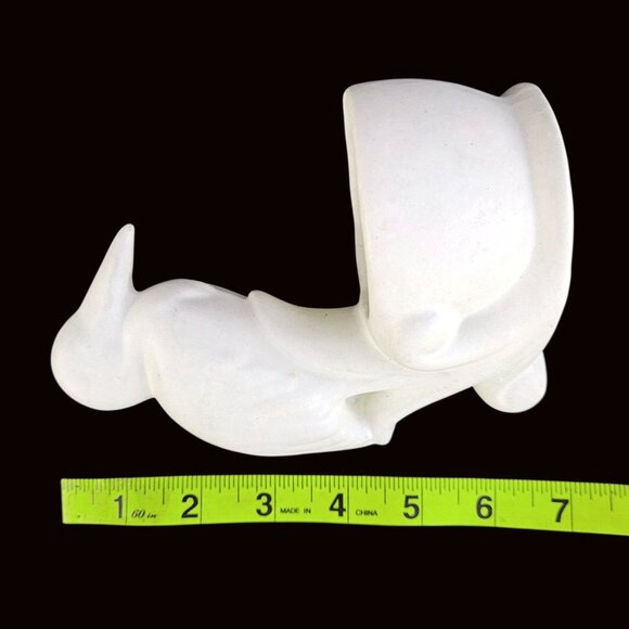 Matte White Pottery Bird Planter Trinket Bowl Mid-Century Modern 6 Inch - Picture 4 of 14